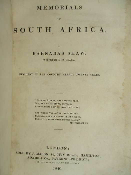 Memorials of South Africa - Shaw, Bernard
