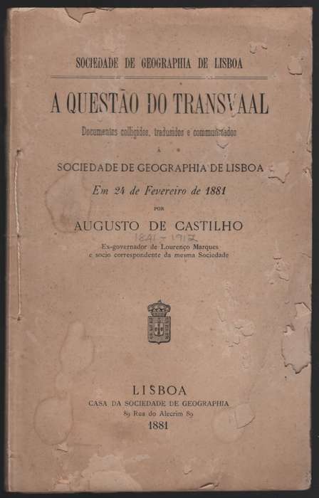 A QuestÄo Do Transvaal. Documentos colligidos, tradusidos e communi - De Castilho, Augusto