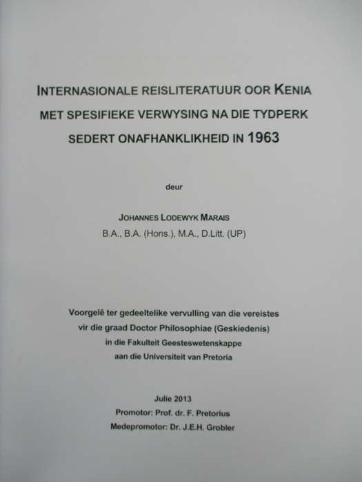 Internationale Reisliteratuur oor Kenia met Spesifieke Verwysing na  - Marais, Johannes Lodewyk