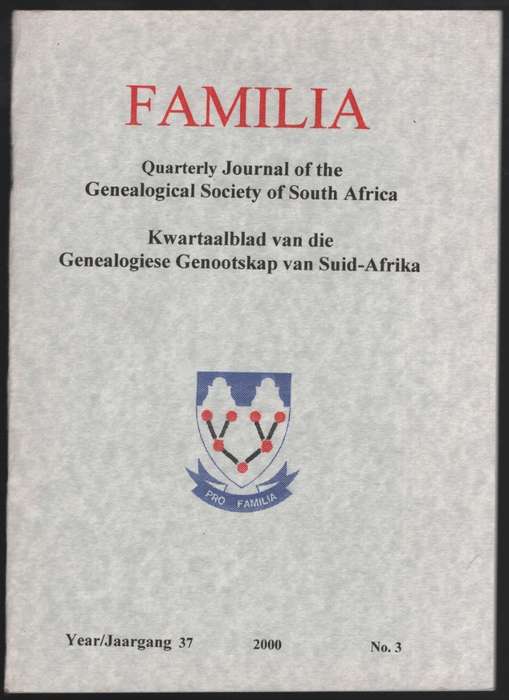 Familia. Year 37, 2000, No. 3 - Du Preez, Thys (ed)
