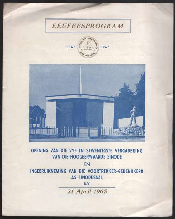 Eeufeesprogram: Opening van die 75ste Vergadering van die Hoogeerwaa - ANON