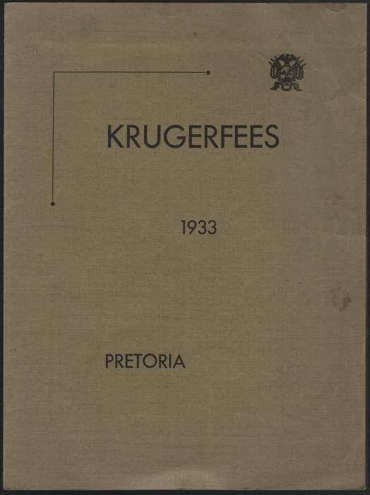 Krugerfees 1933, Pretoria - Programme