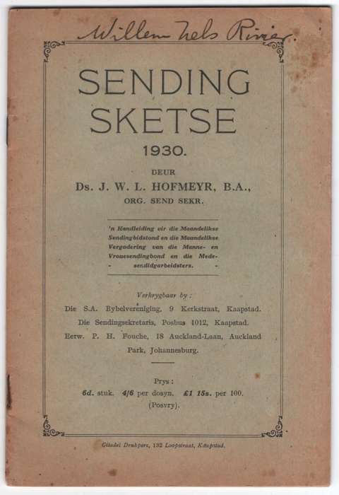 Sendingsketse 1930 - Hofmeyr, J. W. L.