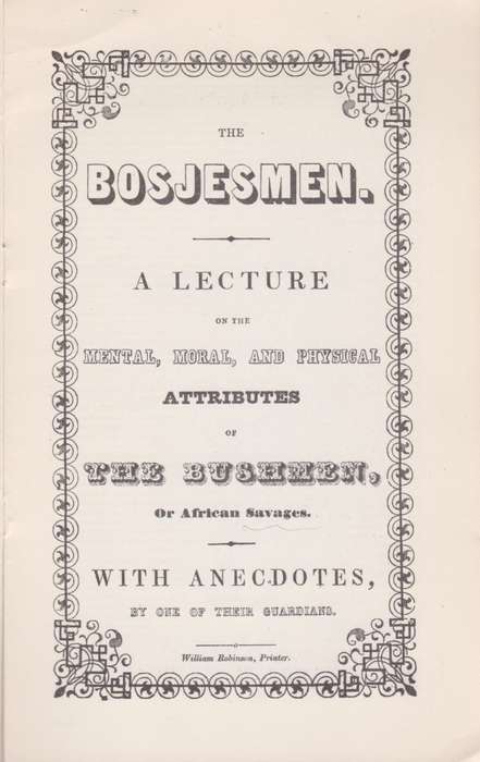 The Bosjesmans, or Bush People. State Library Reprints 70 - Anon
