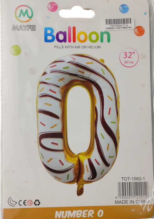Casey 102cm Donut Balloon Number 0 -