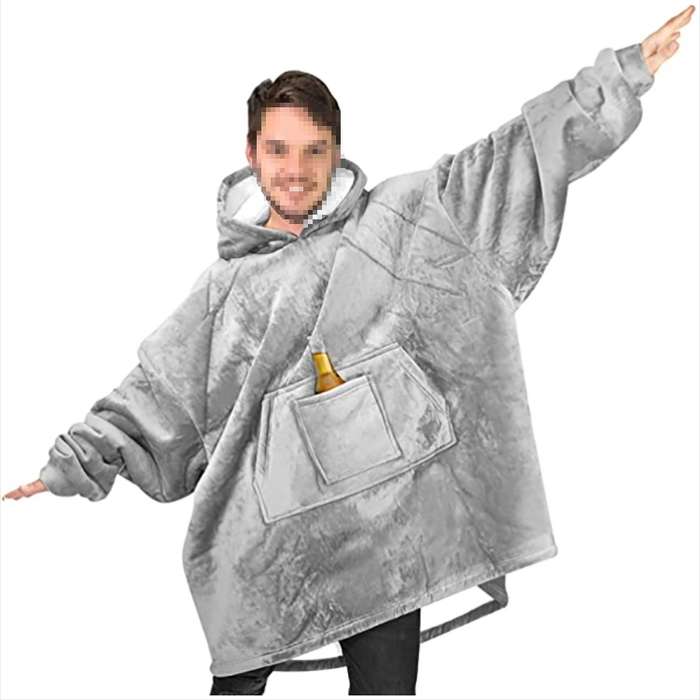 Huggle Hoodie, Ultra Plush Blanket (Gray)