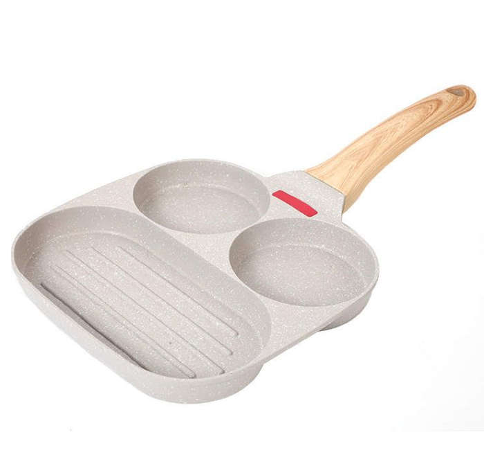 Nonstick Egg Fry Pan 3 Section Frying Square Grill Pan Breakfast Pans