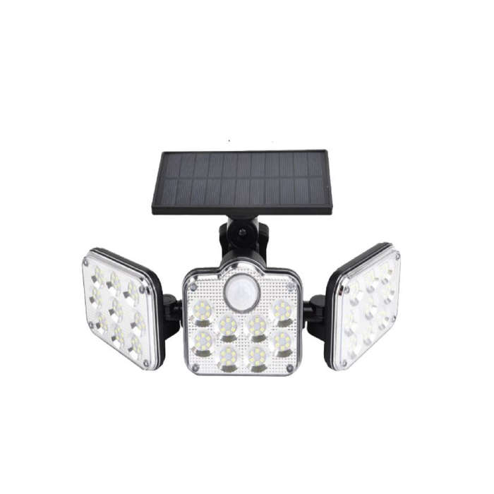 Three Head Outdoor Solar Powered LED Sensor Wall Light
