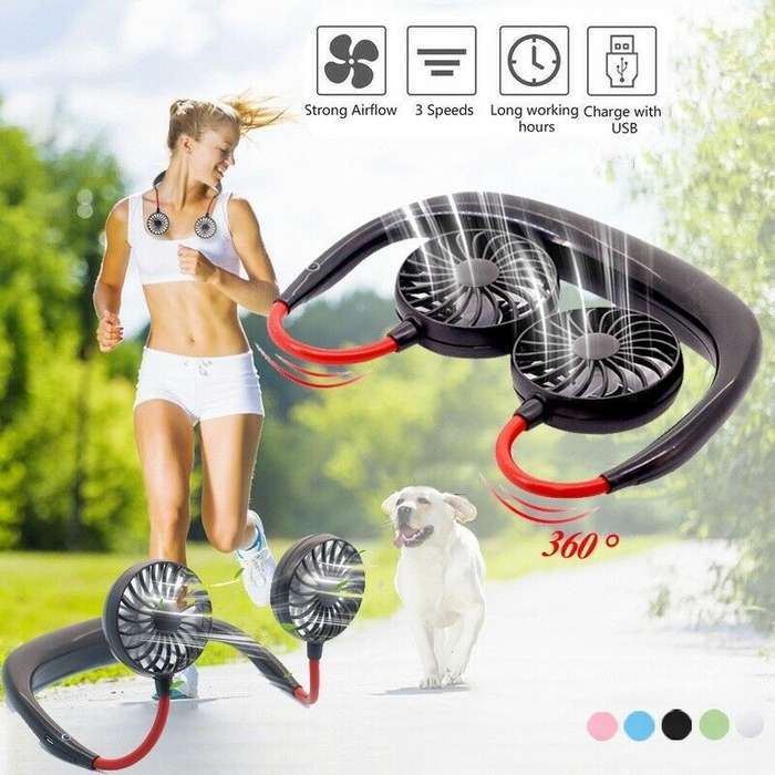 Neck Hanging Sports Fan Black