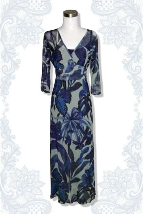 Indigo Leaves Empire Dress