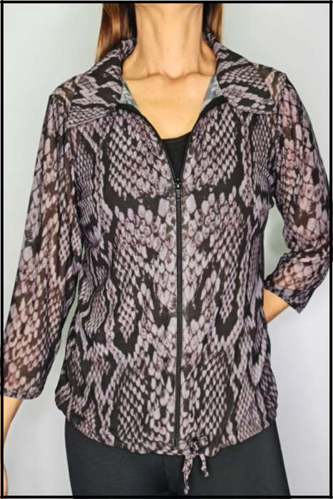 Snake-Skin Zipper Top