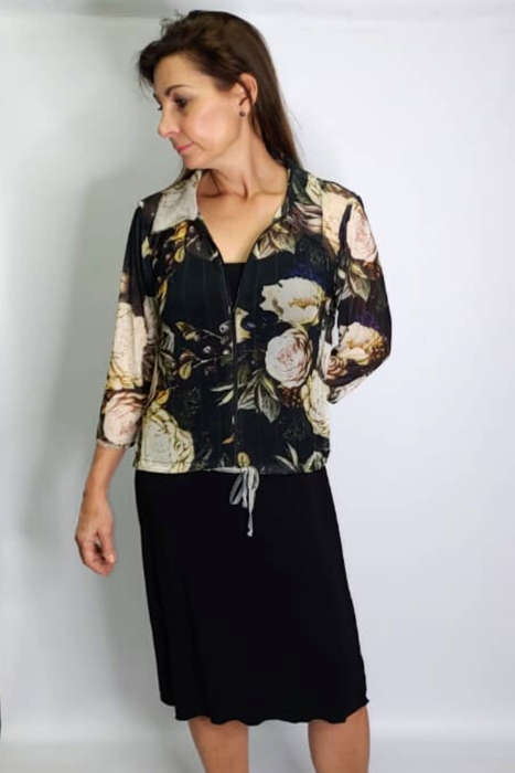Olive Blooms Zipper Top