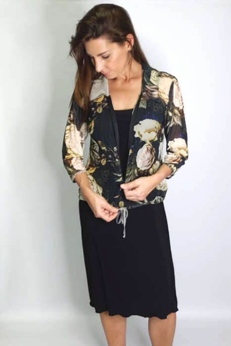 Olive Blooms Zipper Top