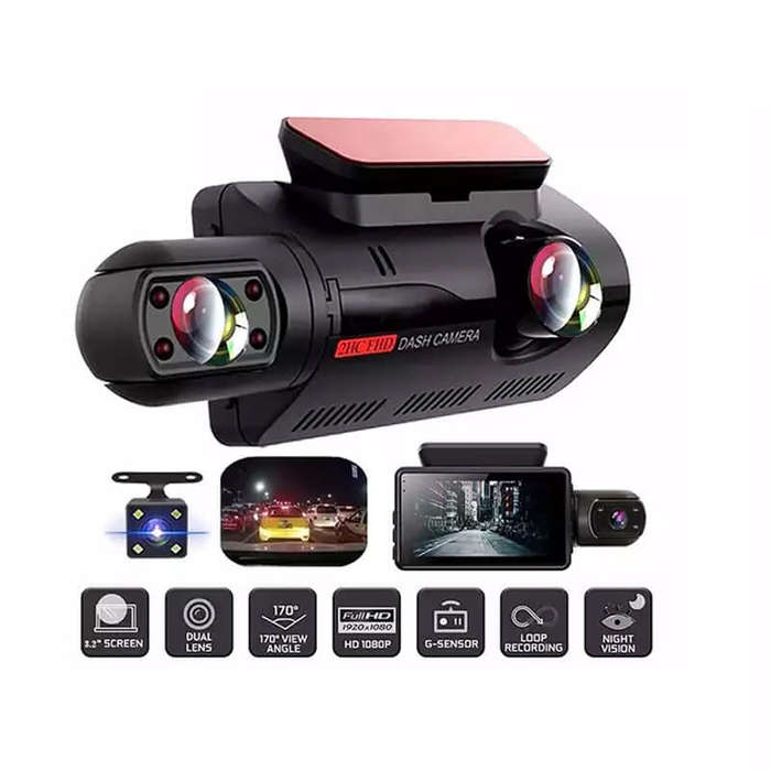 Car Dash Cam | 3 Inch 1080P DVR | Motion Detections | Night Vision | Loop Record Detector