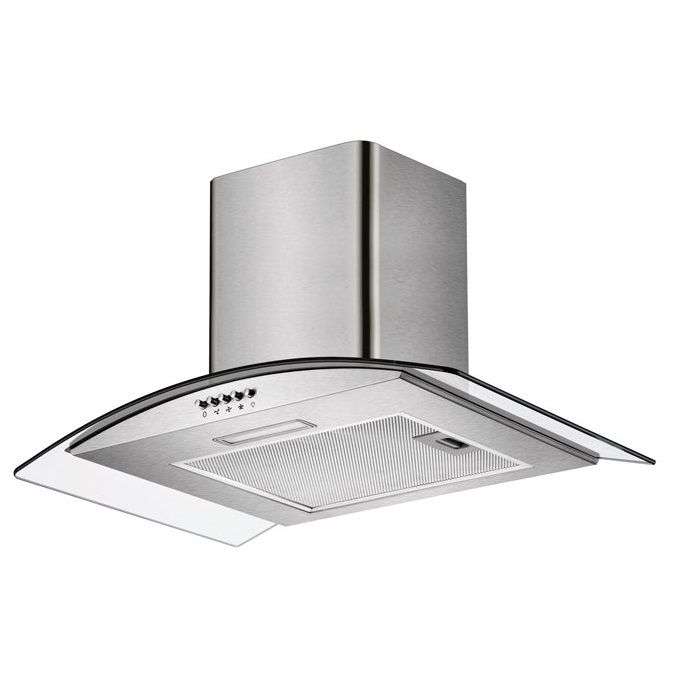 Falco 60Cm Curved Glass S/Steel Chimney Extractor FAL-60-CGS