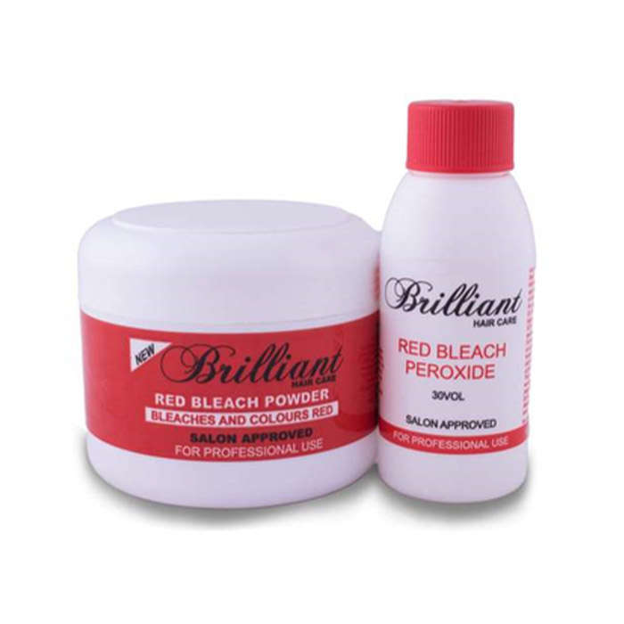 Brilliant Hair Bleach Combo/Highlight Kit - Salon Approved - Red Bleach Powder Combo Pack