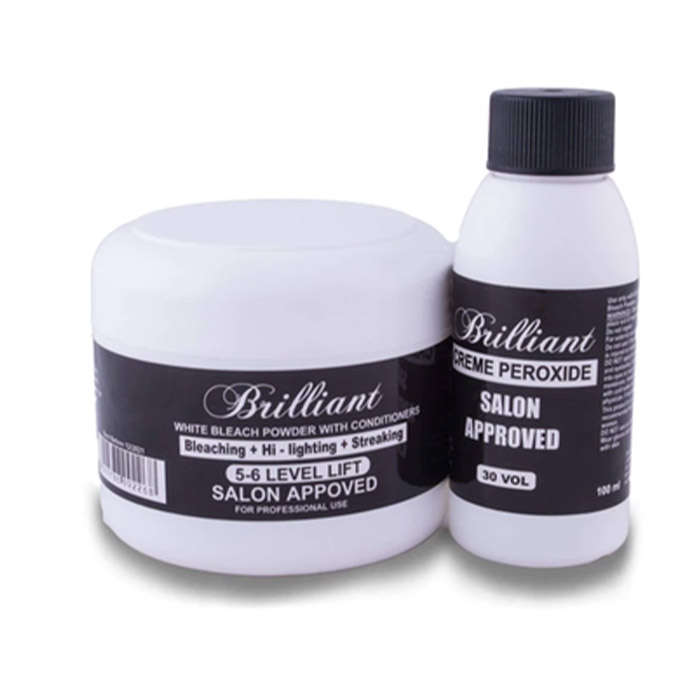 Brilliant Hair Bleach Combo/Highlight Kit - Salon Approved - White Bleach Powder Combo