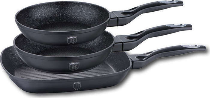 Berlinger Haus - 3 Pieces Color Changing Line Marble Coating Fry Pan Set (READ THE DESCRIPTION)