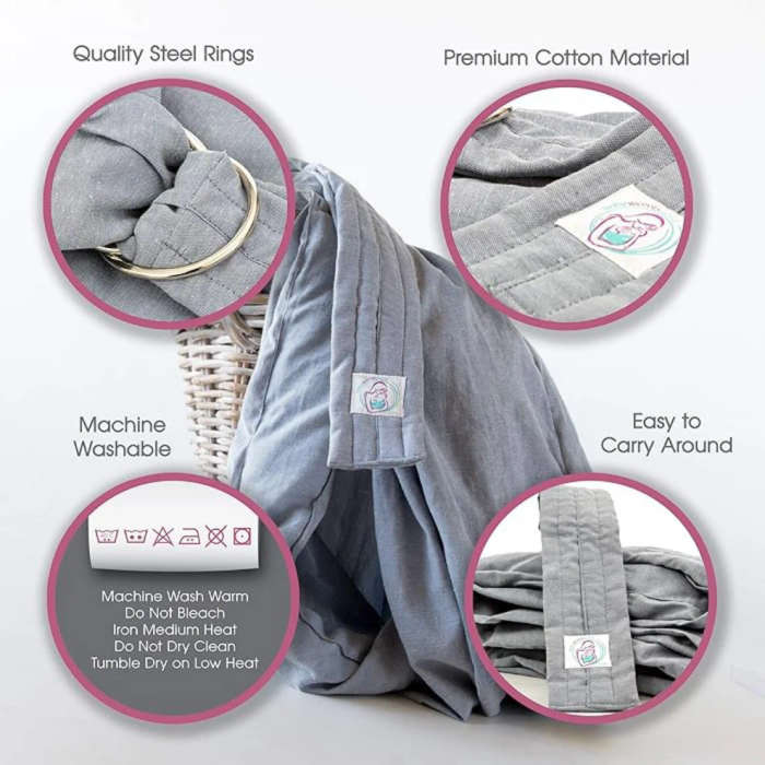 BabyWombWorld Ring Sling - Adjustable, Soft, Hands-Free Baby Carrier for Newborns & Toddlers - Pink