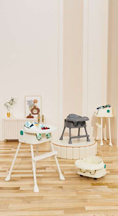 BabyWombWorld 3-in-1 Beige Convertible Baby High Chair with Wheels (Demo)