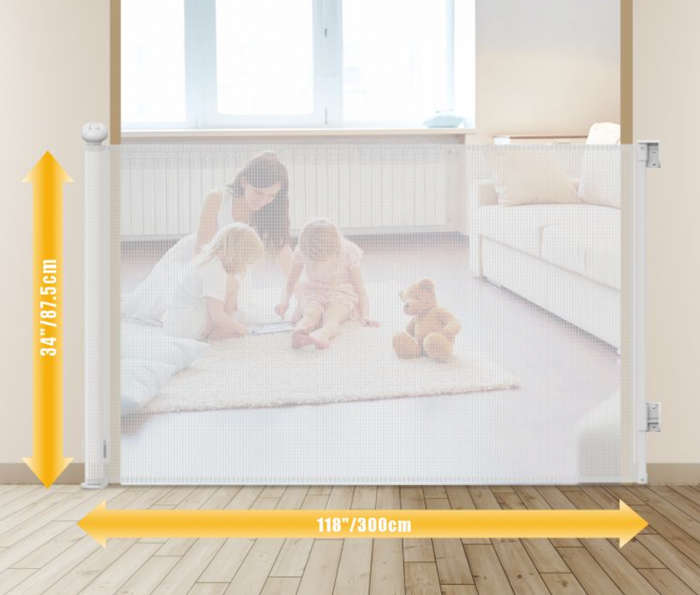 Retractable Safety Gate for Child Baby or Pets (Grey)