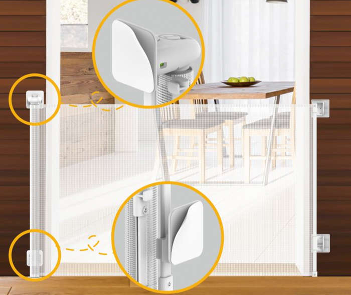 Retractable Safety Gate for Child Baby or Pets (Grey)
