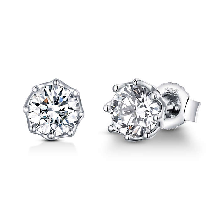 Classic Cubic Solitaire Stud Earrings