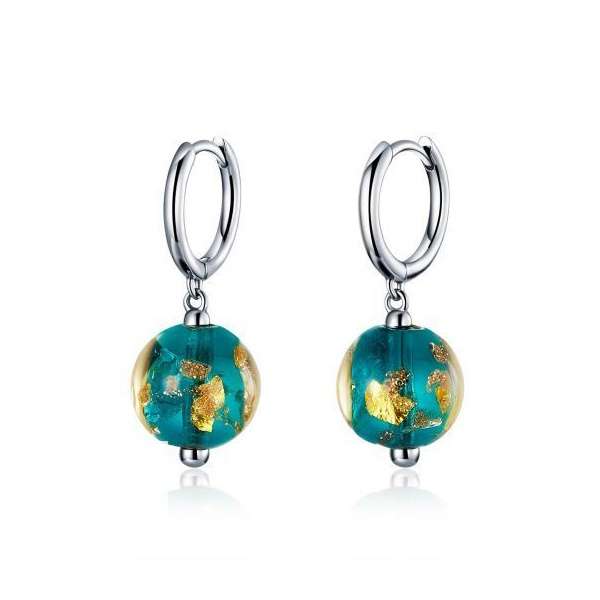 Silver Murano Glass Bead Earrings