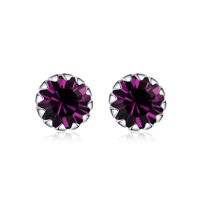 Silver Birthstone Stud Earrings