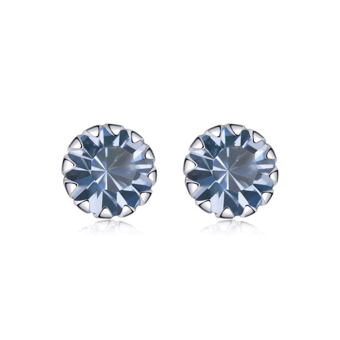 Silver Birthstone Stud Earrings