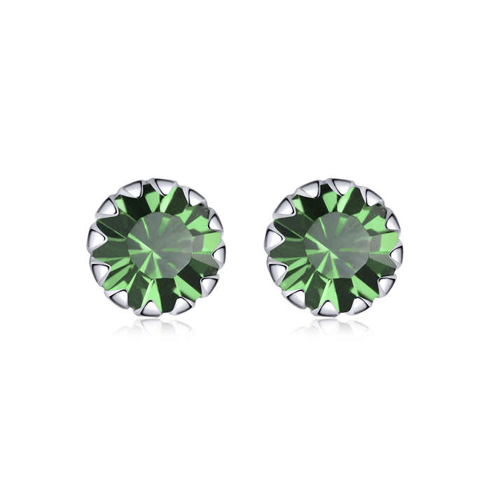 Silver Birthstone Stud Earrings