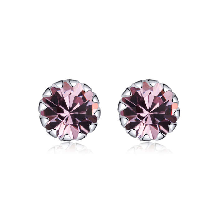 Silver Birthstone Stud Earrings