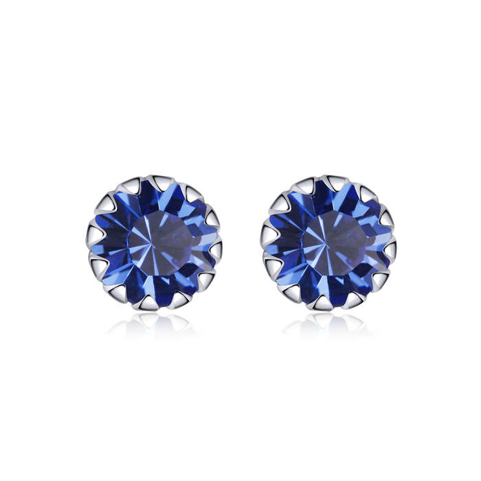 Silver Birthstone Stud Earrings