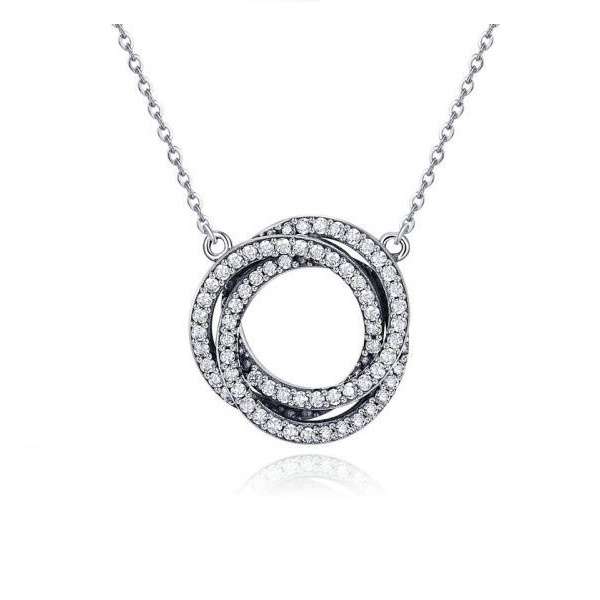 Silver Double Life Circle Necklace