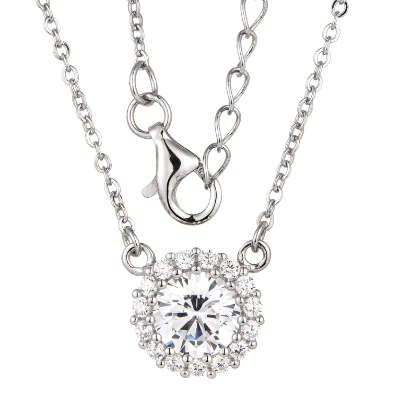 Silver Halo Cubic Necklace