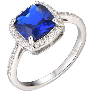 New Cushion Cut Cubic Zirconia Halo Silver Ring