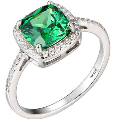 New Cushion Cut Cubic Zirconia Halo Silver Ring