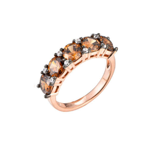 Rose Silver Coffee Colour Cubic Zirconia Ring