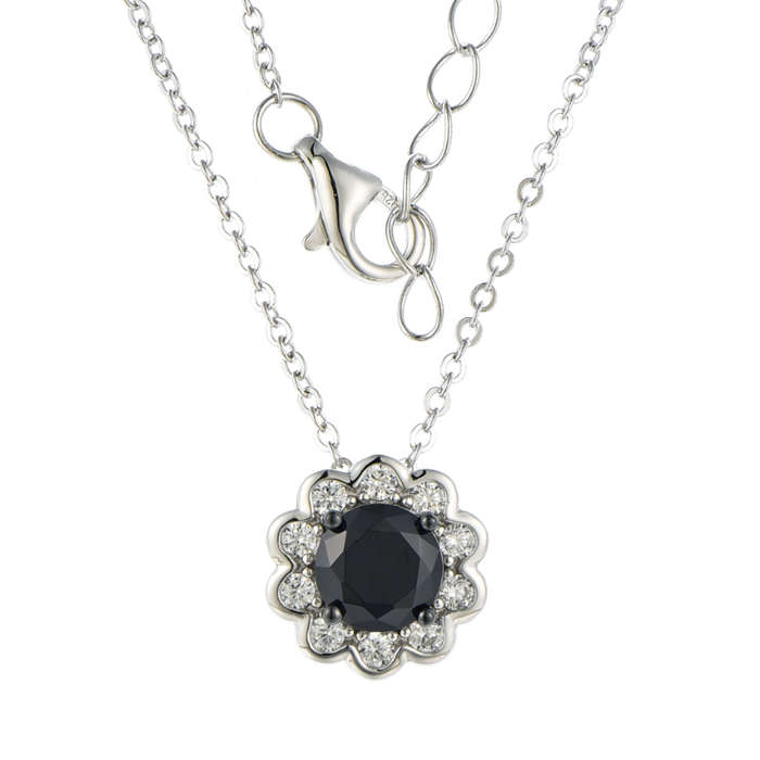 Silver Round Colour Created Cubic Halo Flower Earrings