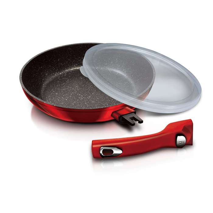 Berlinger Haus 24 cm Marble Coating Deep Fry Pan with plastic  Lid - Burgandy (DISPLAY MODEL)