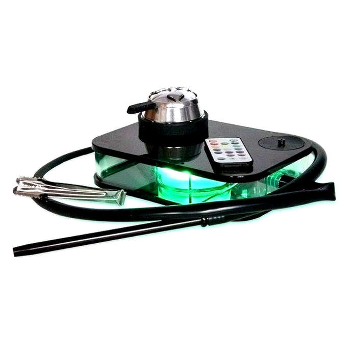 Hookah Shisha Hot Box - LED Lights - Tong - Pipes &amp; Remote - Black