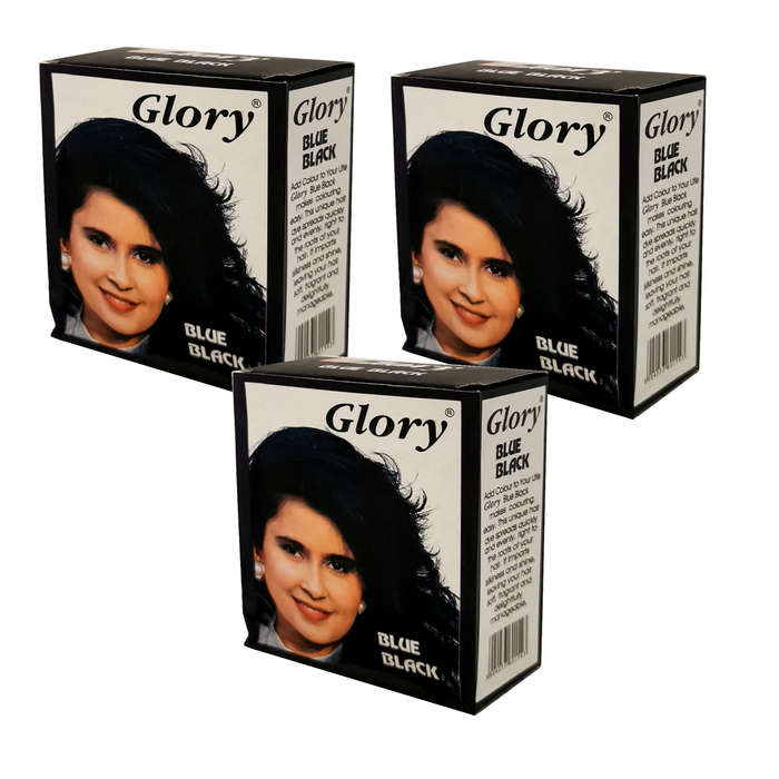 Glory Henna Natural Hair dye - Ammonia Free - Blue Black  - 3 Pack