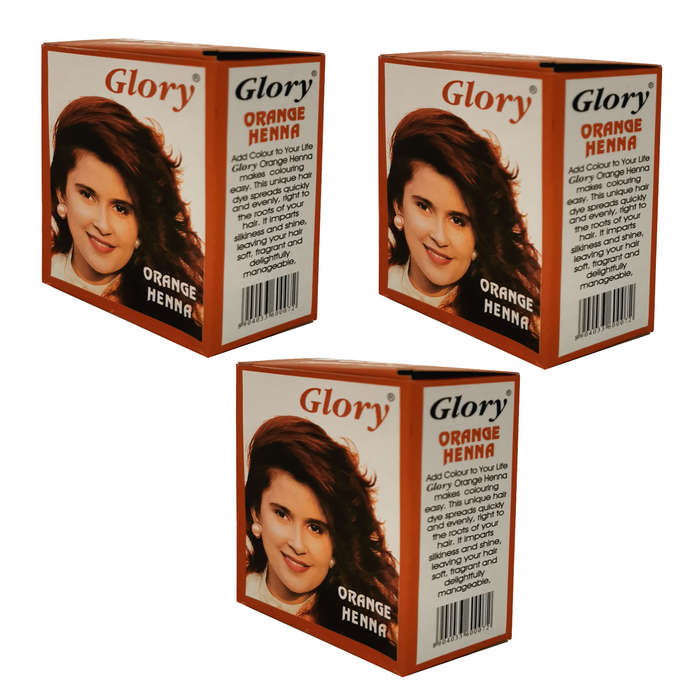 Glory Henna Natural Hair dye - Ammonia Free - Orange  - 3 Pack