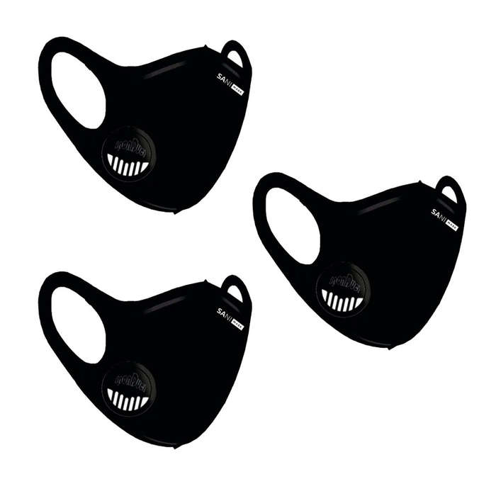 Face Mask - Protective Reusable Multiple Filter Layered Valve Sani Masks - 3 Pack