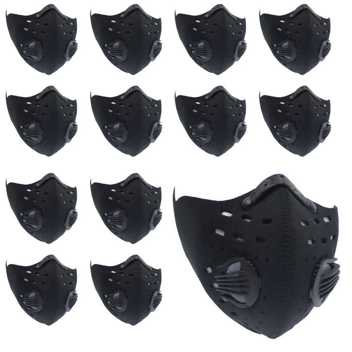 Neoprene Dual Valve Respirator Mask - Washable and Reusable - Skin Friendly - Black - 100 Pack