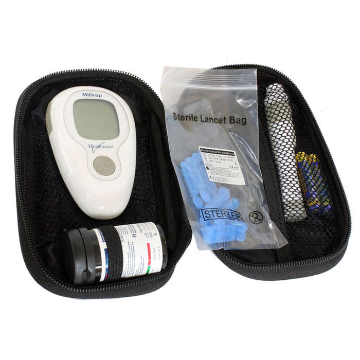 MiDrop Blood Glucose Meter Kit Including Test Strips &amp; Lancets