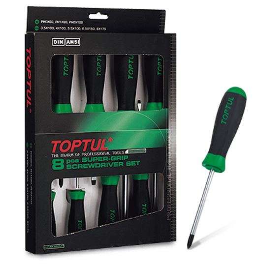 8PCS Slotted & Phillips Super-Grip Screwdriver Set