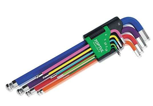9PCS Color-Ring Extra Long Type Ball Point Hex Key Wrench Set