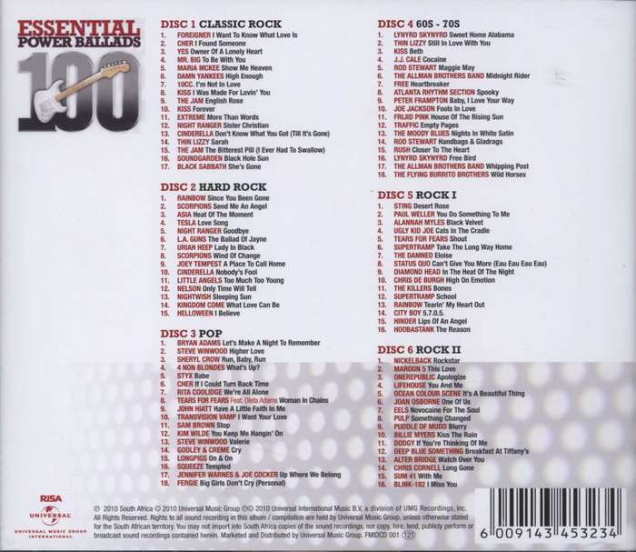 100 Essential Power Ballads (6 x CD, Boxed set)