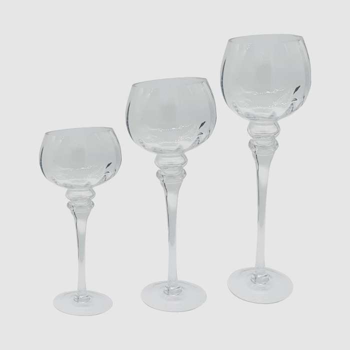 3Pc Glass Candle Holder